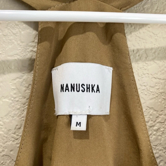 NANUSHKA Venus Wrap Front Mini Dress Solar Beige Size Medium - Picture 7 of 15